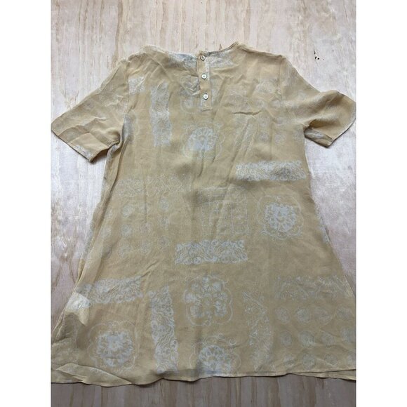 Vintage Giorgio Armani Blouse 1980s Italy Silk Sz 4 38 Buttery Yellow Short Slv - Picture 5 of 8